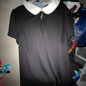 Pearl white collar short sleeve dress